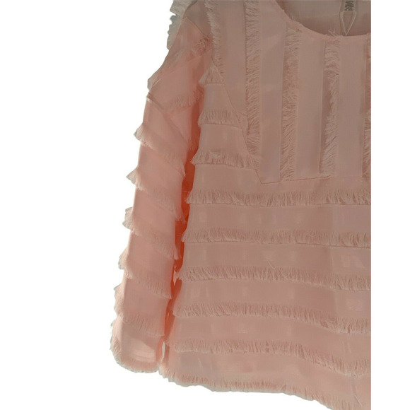 Cupio Top Womens Size Large Salmon Pink Long Sleeves Ruffles Casual Blouse NWT - Picture 6 of 10
